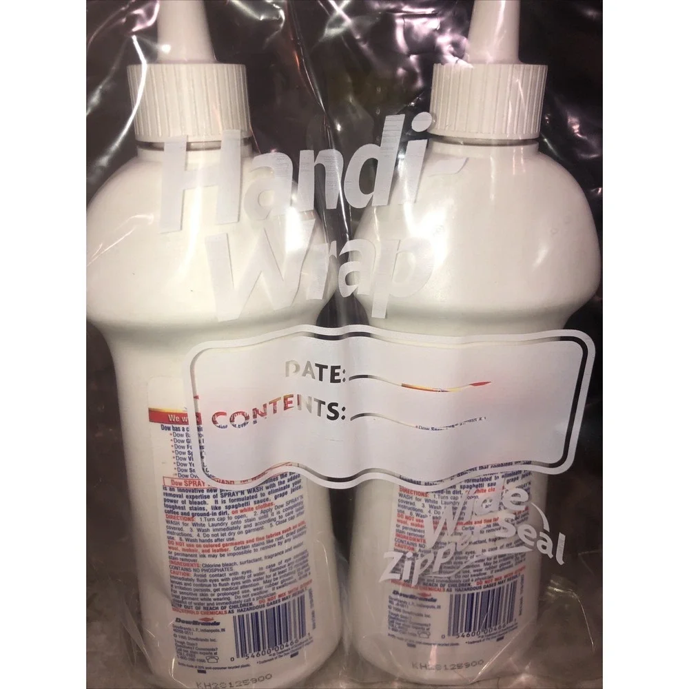 2-Vintage Spray N Wash Gel White Laundry Stain Remover w Bleach 1995 Dow Brands